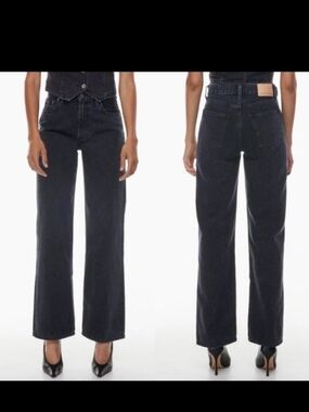 Denim Forum The Farrah Women's Wide Leg Jeans in Black Wash 26 X 28